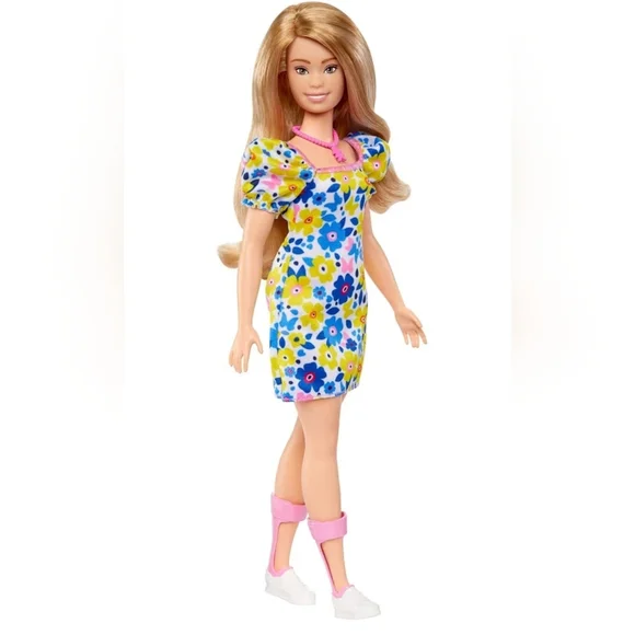 Barbie Blonde Hair Blue & Pink Floral Sundress National Down Syndrome - Picture 4 of 4